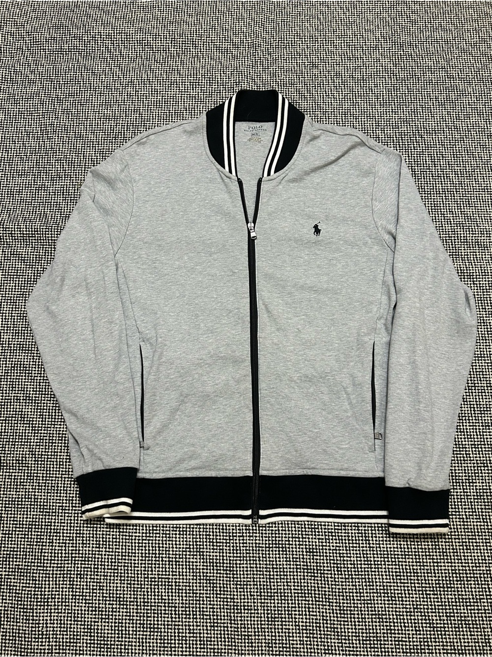 Polo by Ralph Lauren Gray and Black Zip-Up Track Jacket